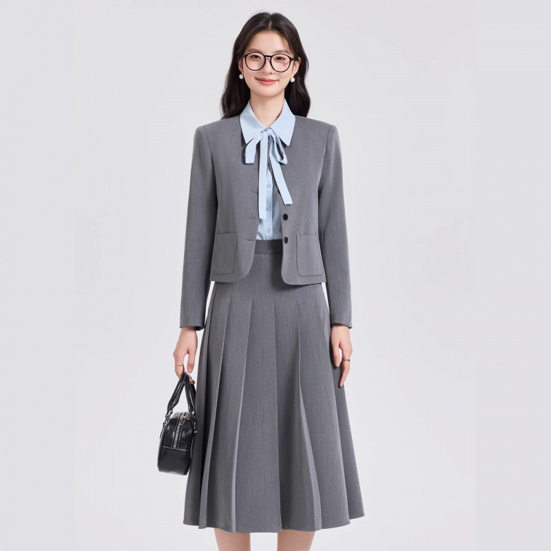 Women Formal Wear For Interview - Gray Short Suit Set for Women