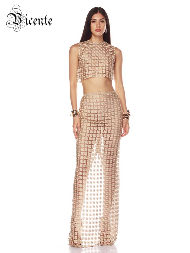 Shift Dress Sleeveless - VC Stylish Beige Sleeveless Cropped Top