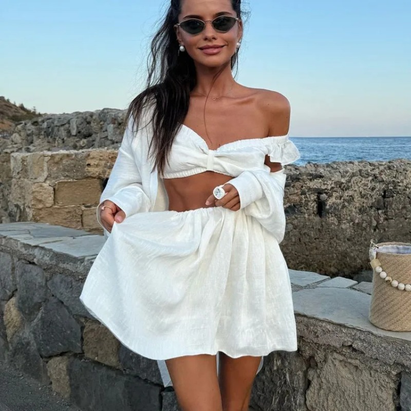 Shift Dress Sleeveless - Tank Top Puffy Mini Skirt Two