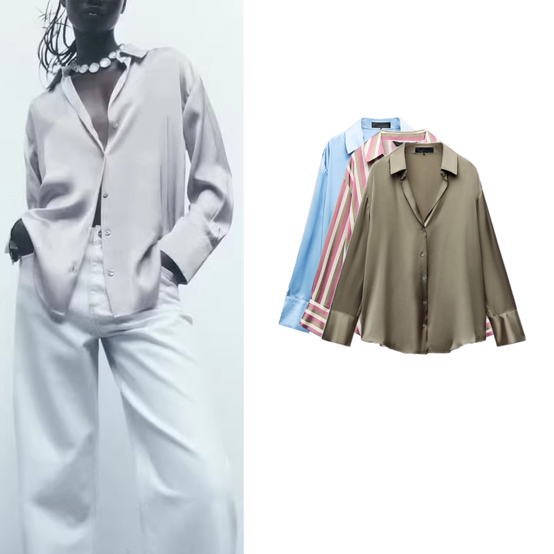 Silk Blouse Button - Classic Silk Satin Feel irt New
