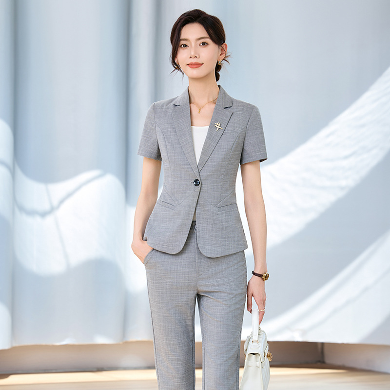 Women Formal Wear For Interview - Women's short-sleeved suit set for spring