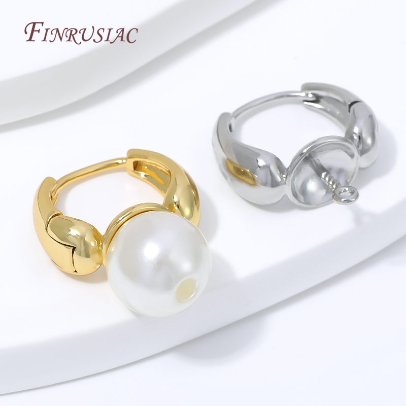 Pearl Earring Stud - 18K Gold Plated Water Drop Huggie