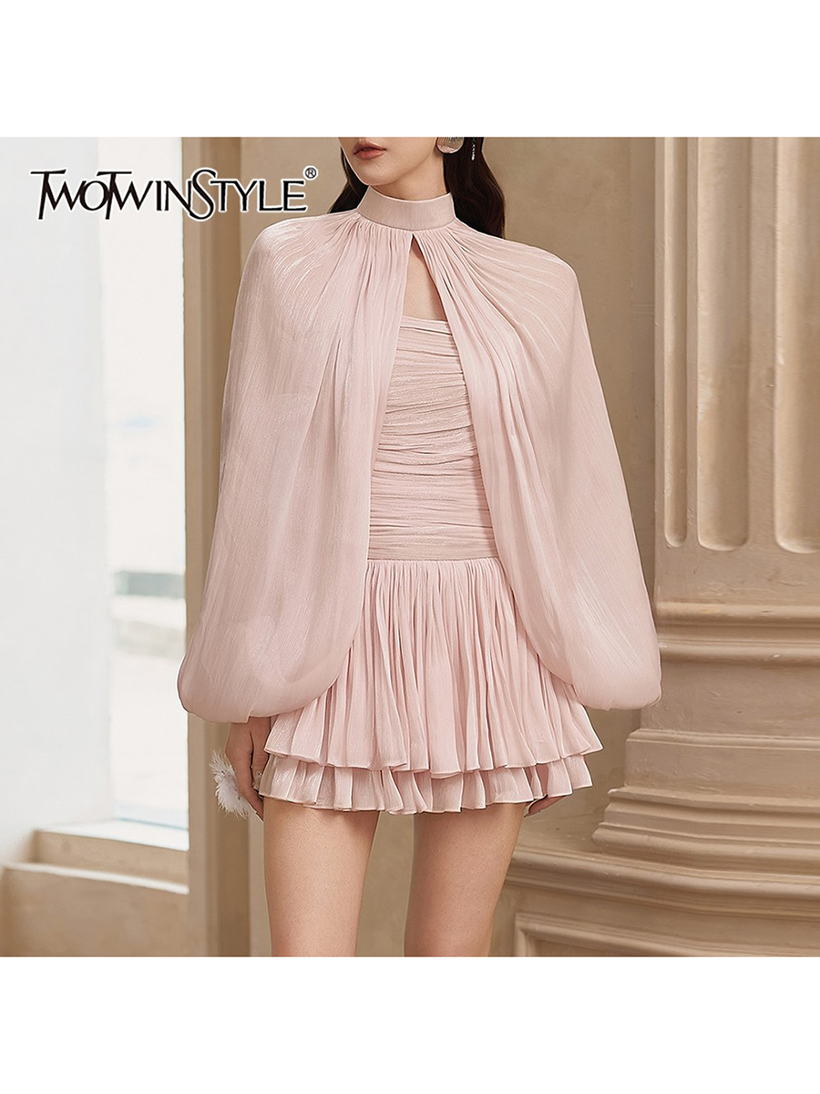 Shift Dress Sleeveless - TWOTWINSTYLE Sweet Spliced Shirring Two Piece