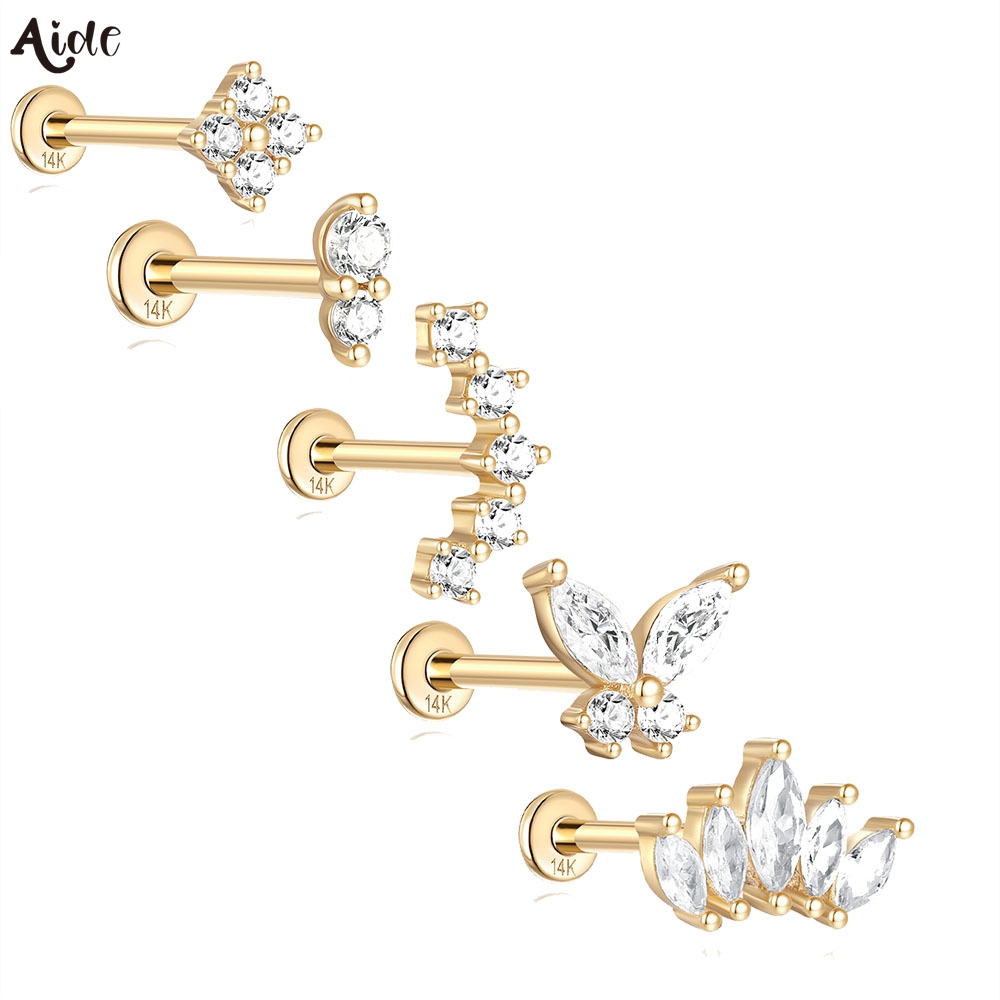 Pearl Earring Stud - Aide DIY Zircon Pearl Earring 14k