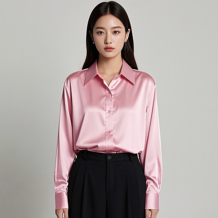 Silk Blouse Button - Korean Office Lady Trend Casual Shirt
