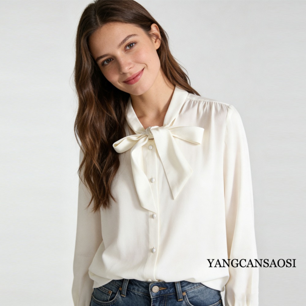 2026 Women's Fashion Spring Ne - Silk Blouse Button 评论和价格