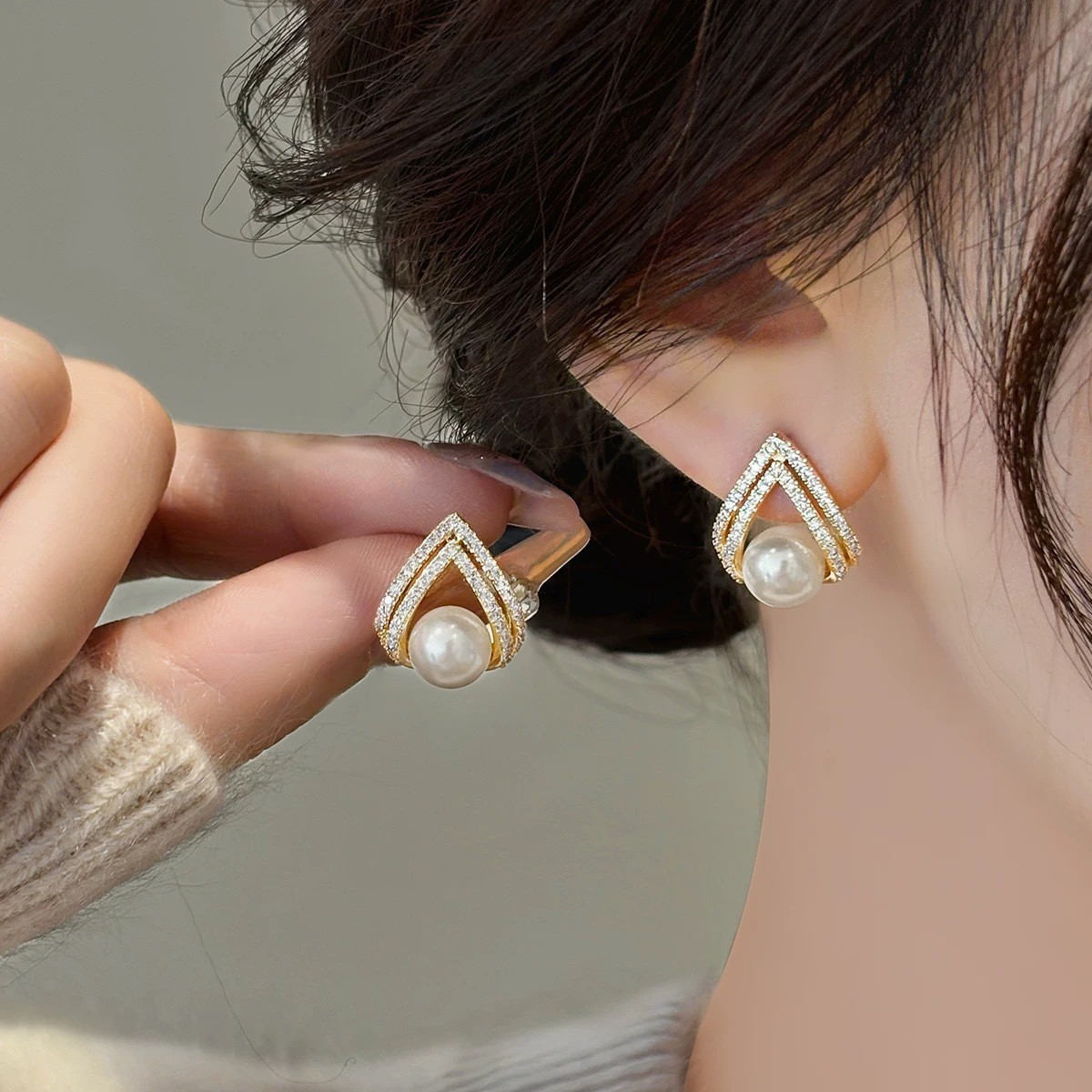 925 Silver Needle Korean Fashi - Pearl Earring Stud 评论和价格