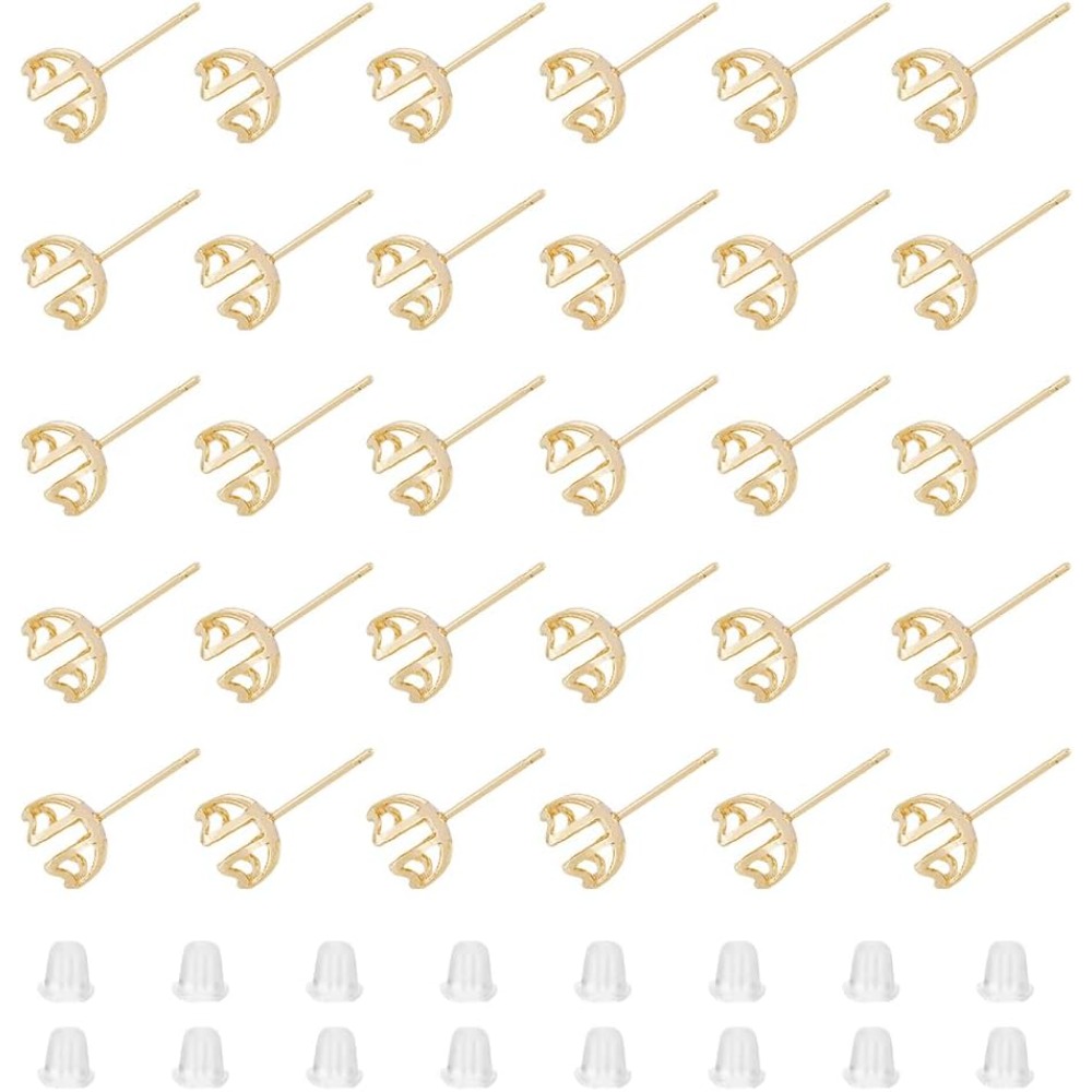 30Pcs Earring Mounting 4-Heart - Pearl Earring Stud 评论和价格