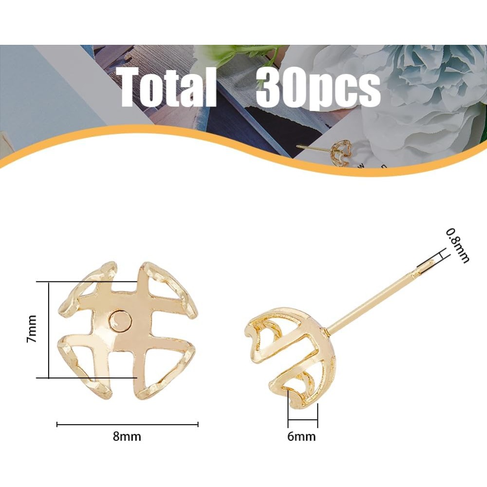 30Pcs Earring Mounting 4-Heart - Pearl Earring Stud 评论和价格