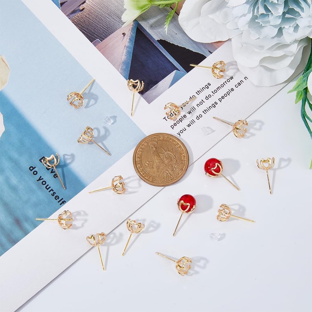 30Pcs Earring Mounting 4-Heart - Pearl Earring Stud 评论和价格