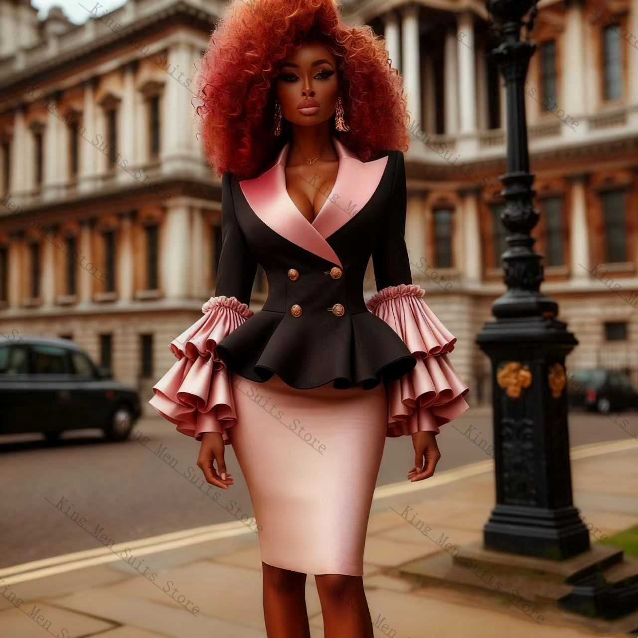 Black Pink Women Suit Set 2 Pc - Women'S Formal Wear Tuxedo 评论和价格