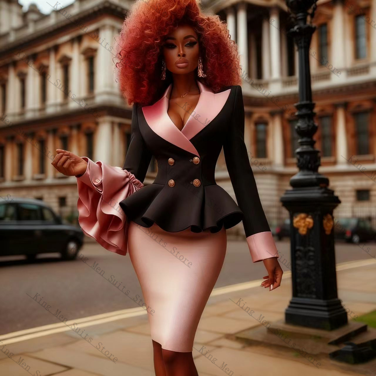 Black Pink Women Suit Set 2 Pc - Women'S Formal Wear Tuxedo 评论和价格