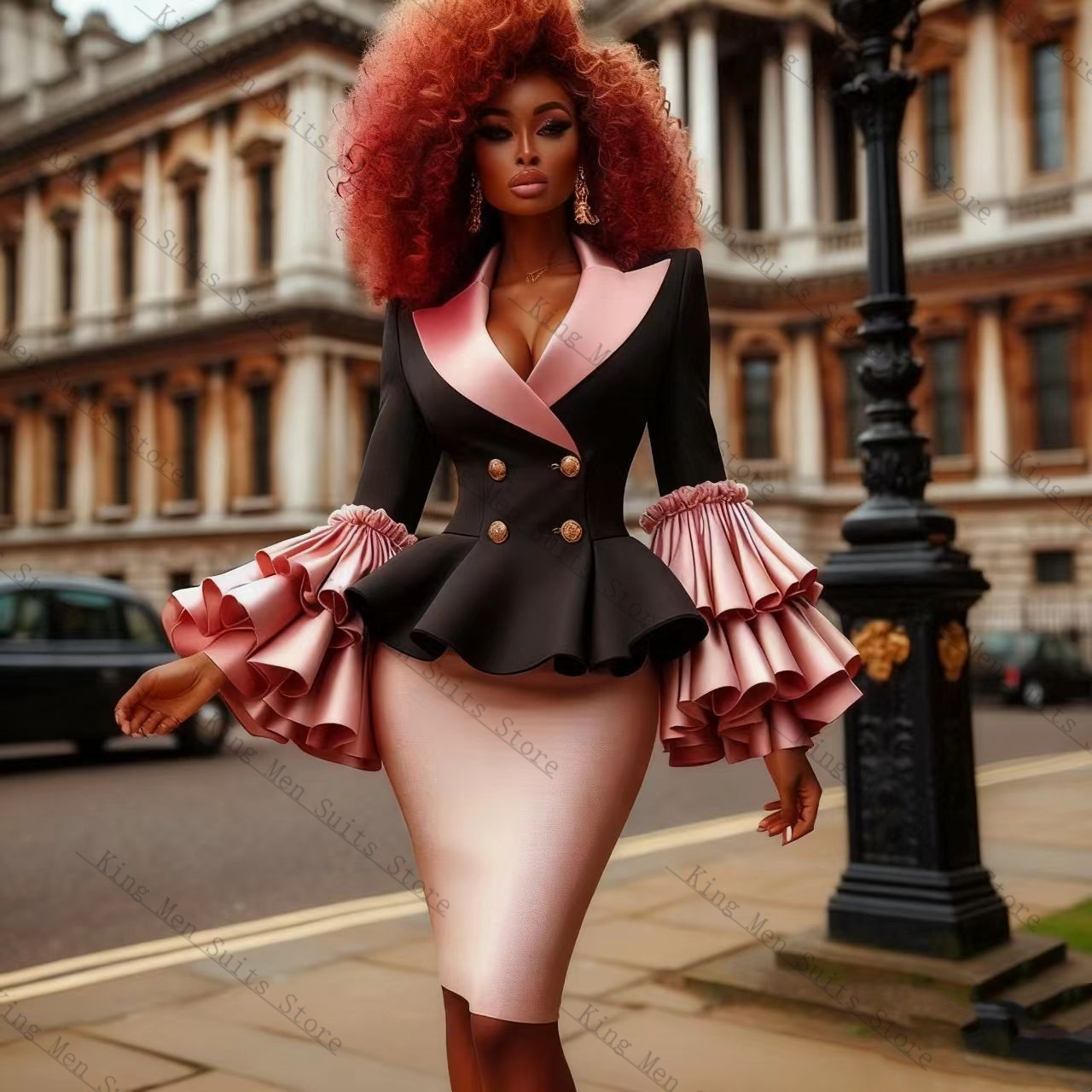 Black Pink Women Suit Set 2 Pc - Women'S Formal Wear Tuxedo 评论和价格