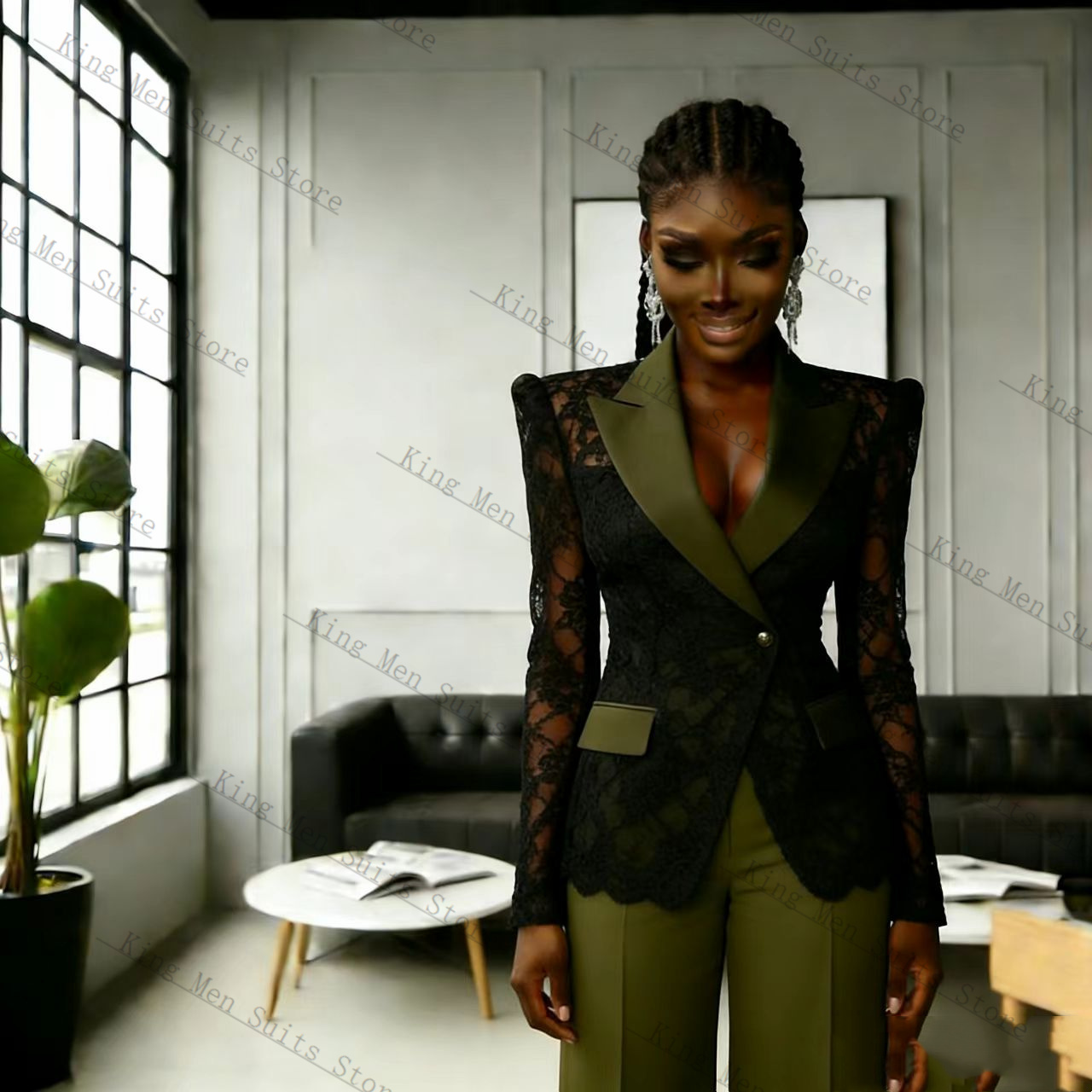 Green Black Lace Women Suit Se - Women'S Formal Wear Tuxedo 评论和价格