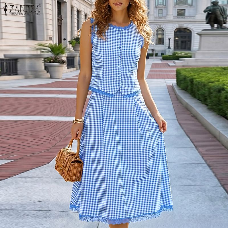Elegant Women 2 Pieces Sets ZA - Shift Dress Sleeveless 评论和价格