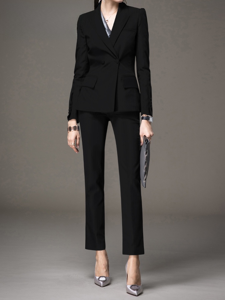 Professional Black Suit Set fo - Women Formal Wear For Interview 评论和价格