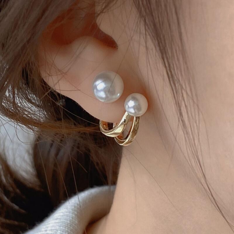 925 Silver Needle Korean Fashi - Pearl Earring Stud 评论和价格
