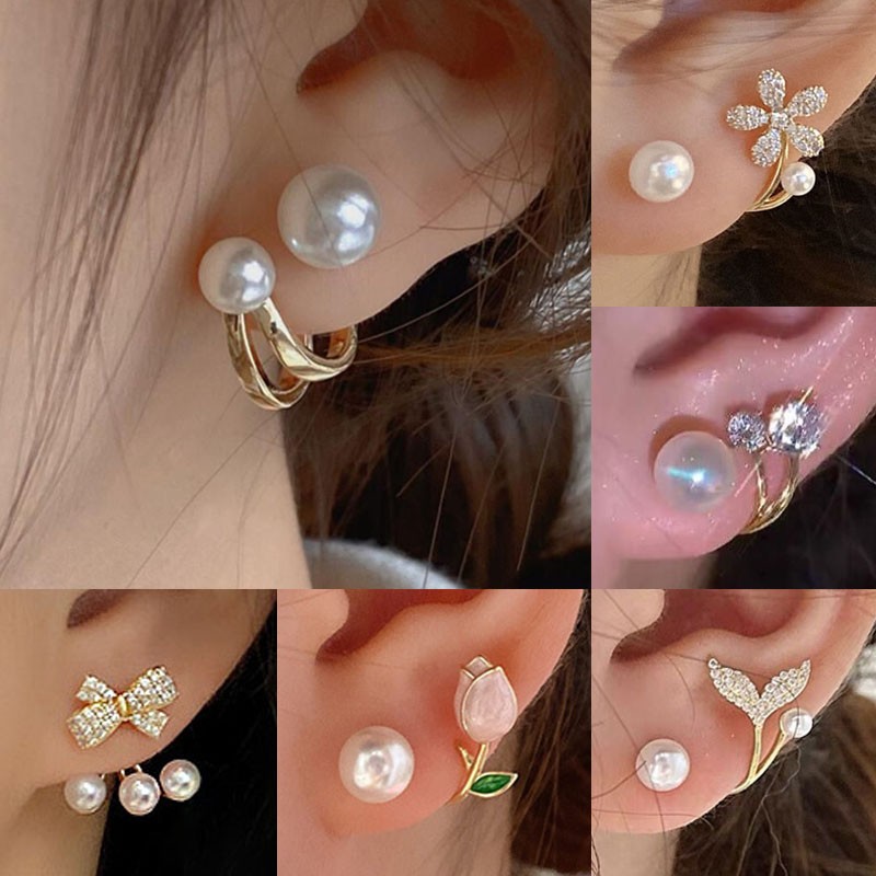 925 Silver Needle Korean Fashi - Pearl Earring Stud 评论和价格