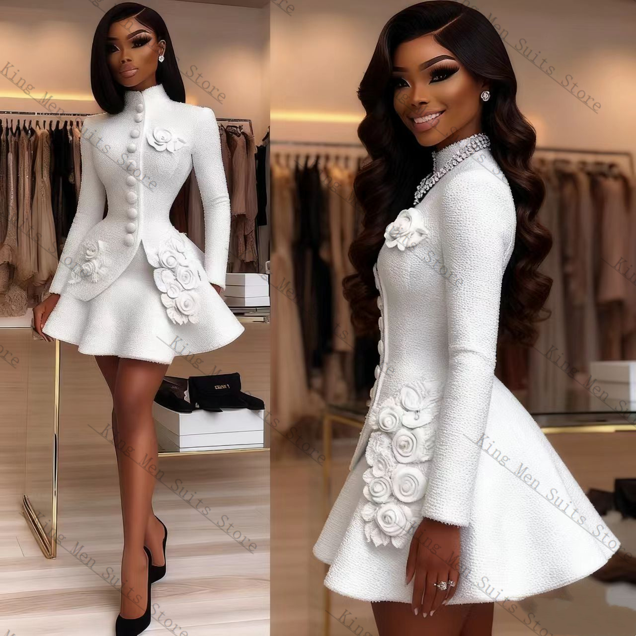 Luxury White Women Suit Set 2  - Women'S Formal Wear Tuxedo 评论和价格