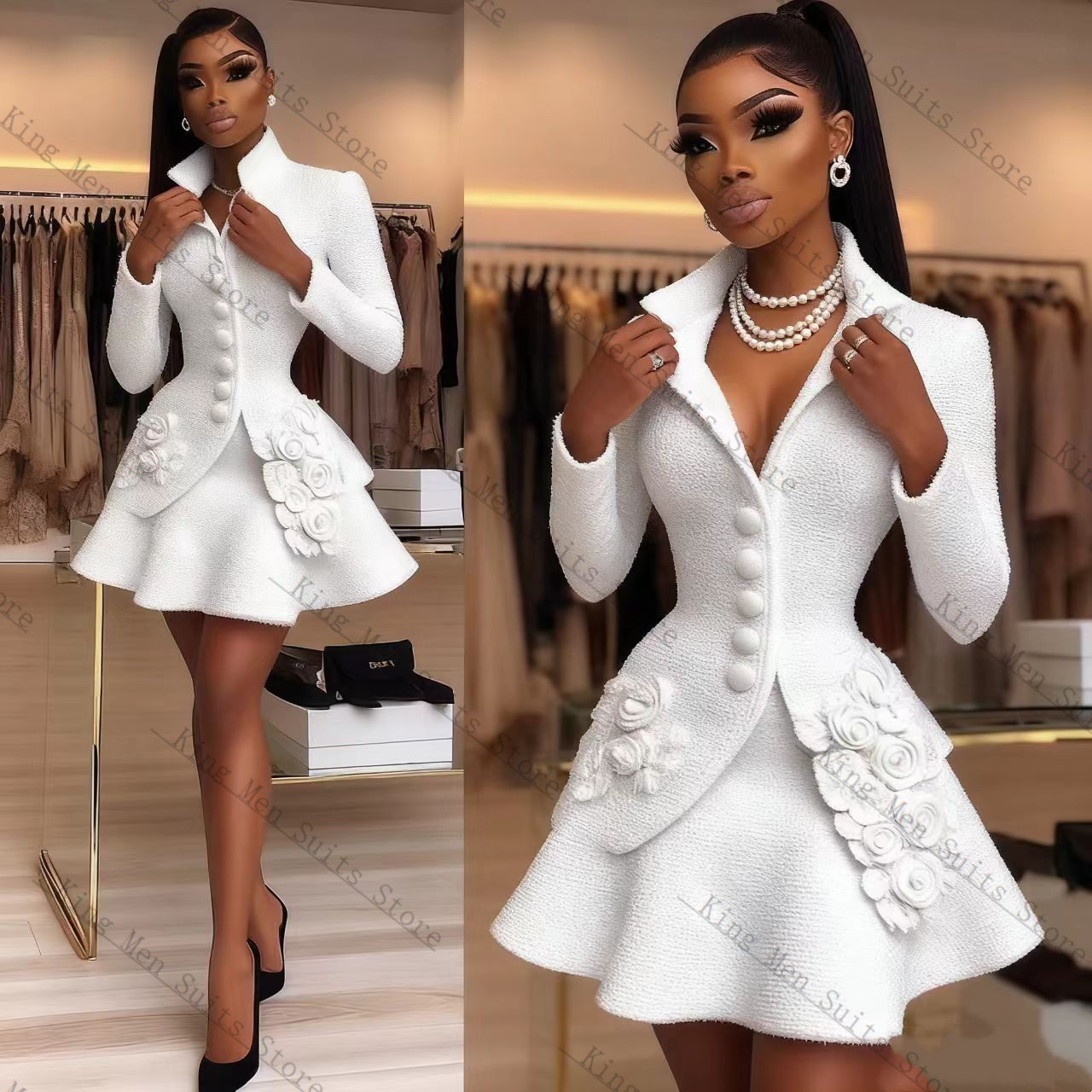 Luxury White Women Suit Set 2  - Women'S Formal Wear Tuxedo 评论和价格