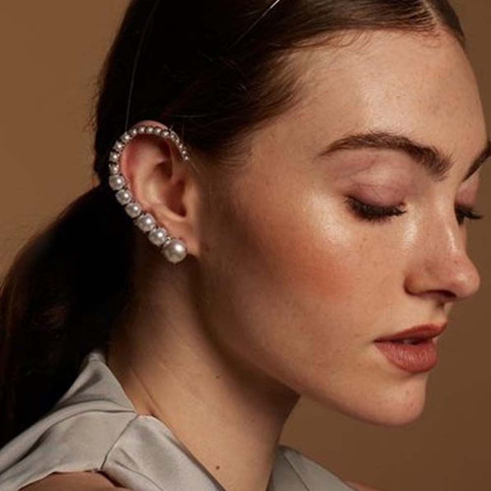 Stonefans Pearl Ear Clips With - Pearl Earring Stud 评论和价格