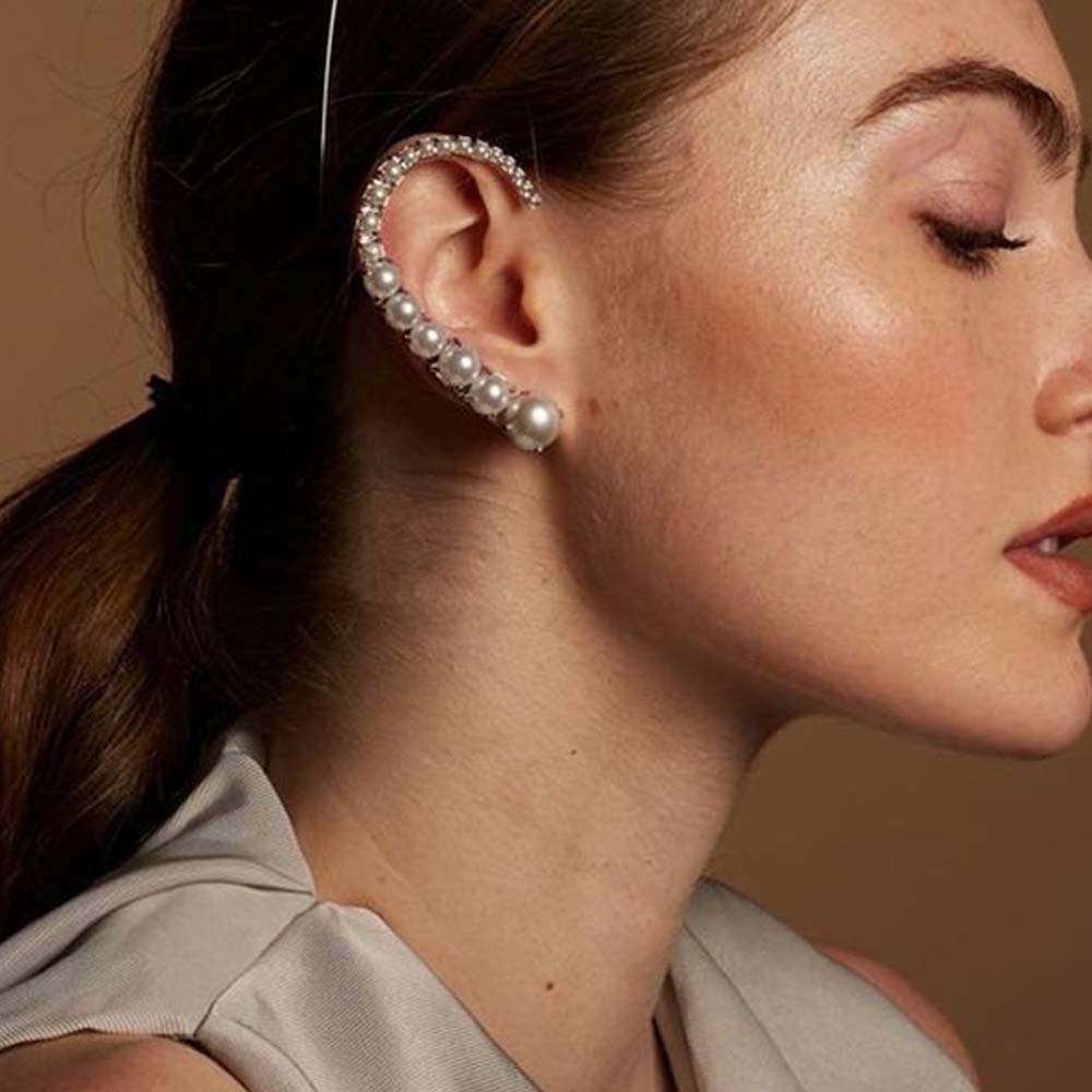 Stonefans Pearl Ear Clips With - Pearl Earring Stud 评论和价格