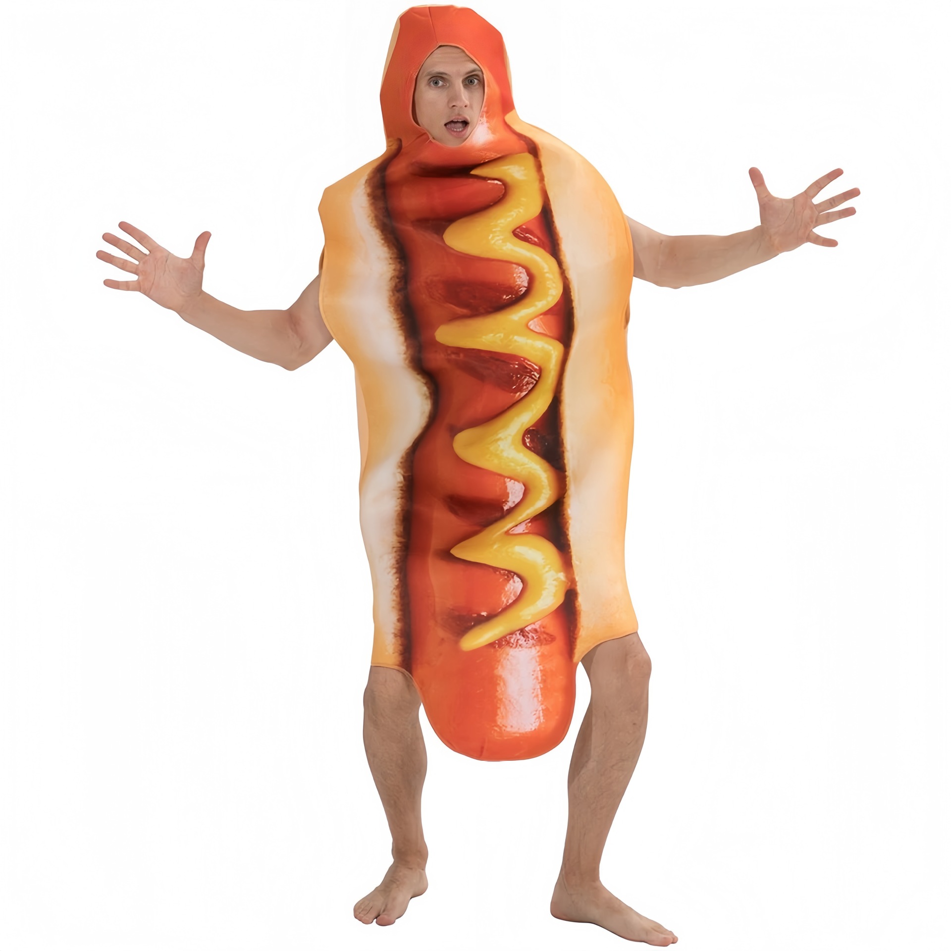 Funny 3D Print Hot Dog Hooded  - Shift Dress Sleeveless 评论和价格
