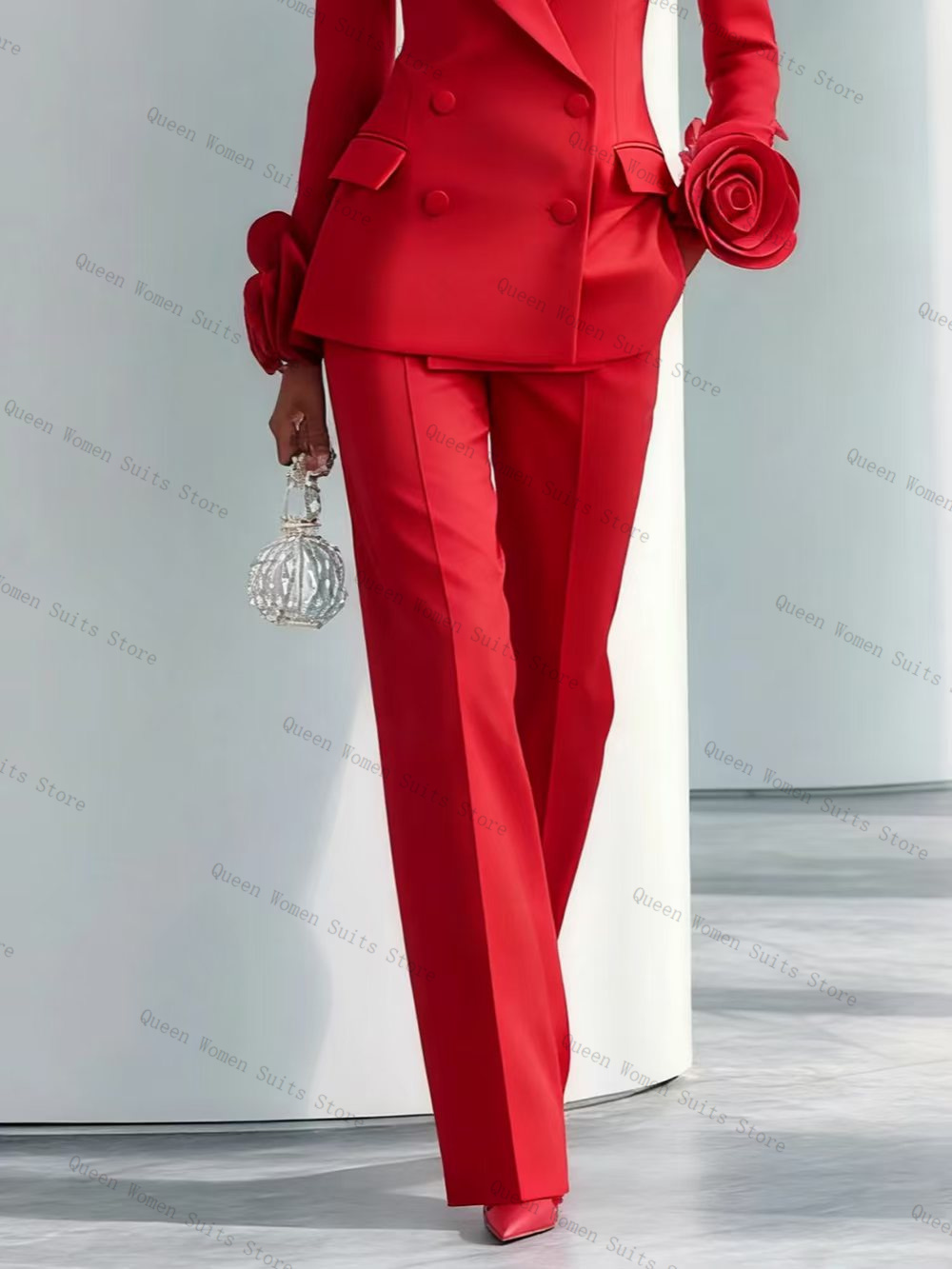 Luxury Red Women Suit Set 2 Pc - Women'S Formal Wear Tuxedo 评论和价格