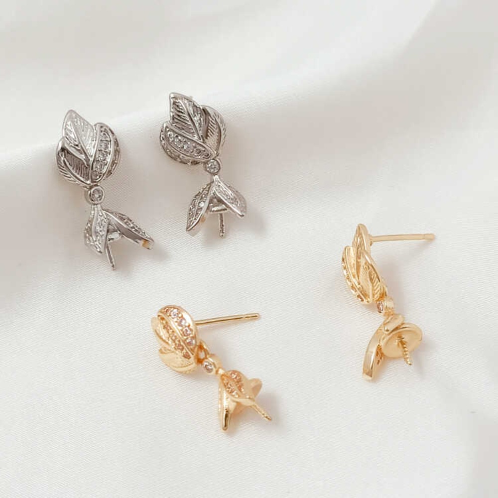 14K Micro-zirconium Baroque Br - Pearl Earring Stud 评论和价格