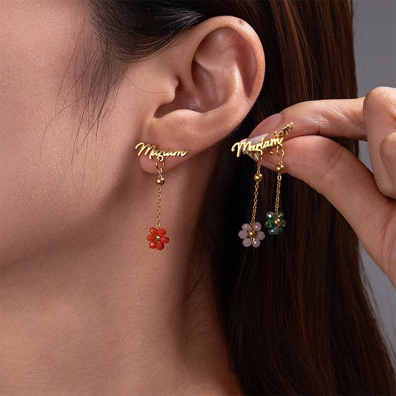 Auxauxme Custom Name Earrings  - Pearl Earring Stud 评论和价格