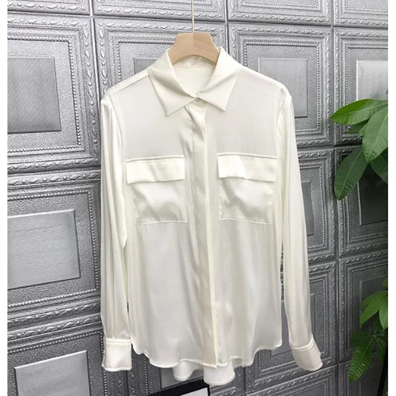 Commuter Women Shirt Suit Coll - Silk Blouse Button 评论和价格