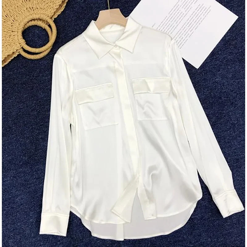 Commuter Women Shirt Suit Coll - Silk Blouse Button 评论和价格