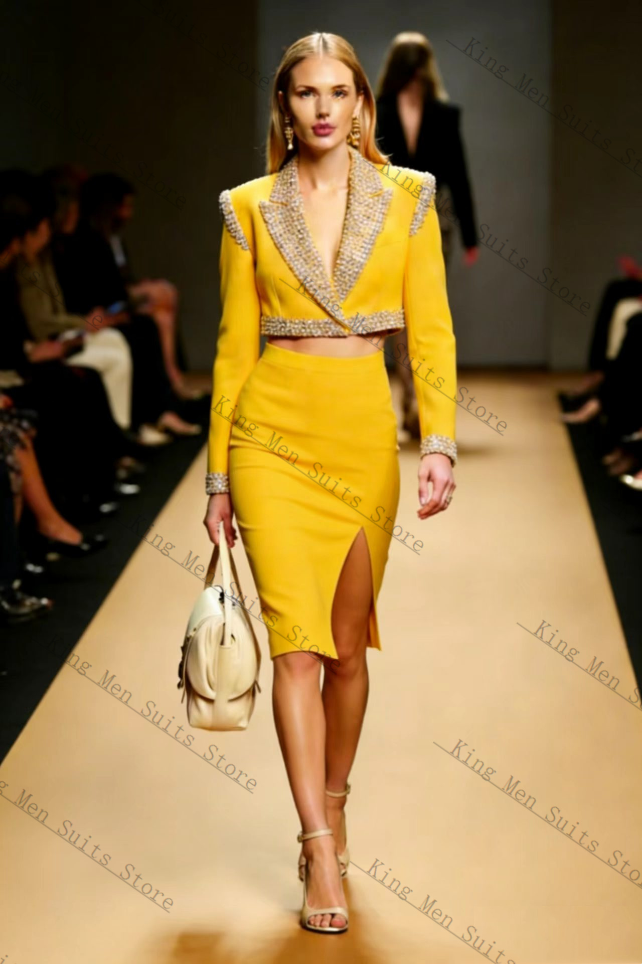 Yellow Crystals Women Suit Ski - Women'S Formal Wear Tuxedo 评论和价格