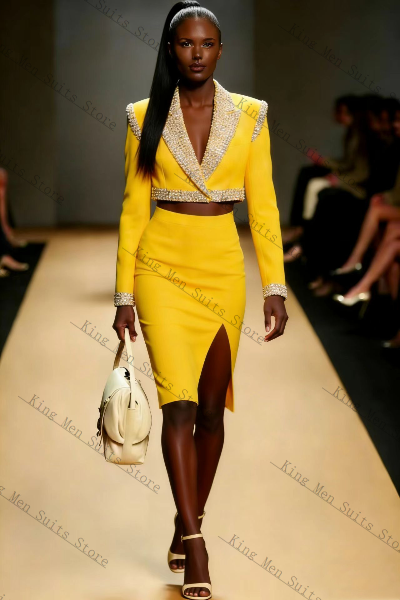 Yellow Crystals Women Suit Ski - Women'S Formal Wear Tuxedo 评论和价格