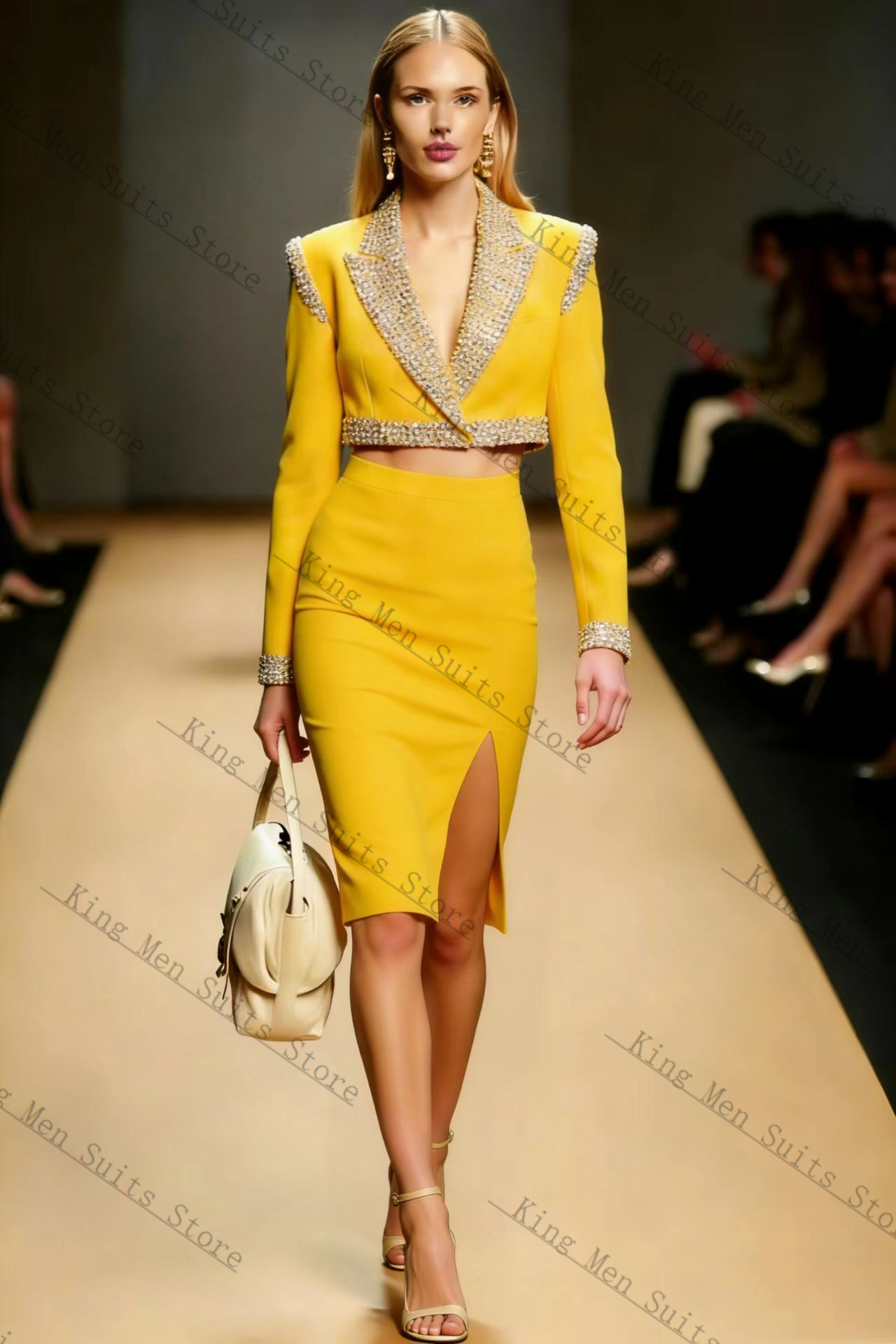 Yellow Crystals Women Suit Ski - Women'S Formal Wear Tuxedo 评论和价格