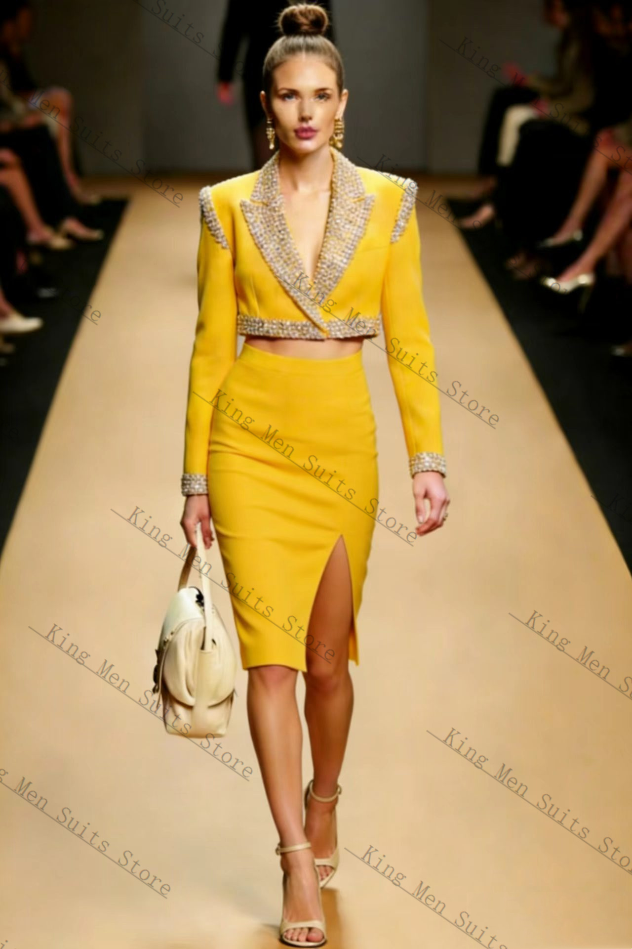 Yellow Crystals Women Suit Ski - Women'S Formal Wear Tuxedo 评论和价格