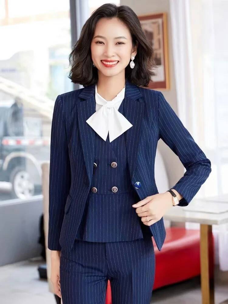 Fashion Striped Formal Busines - Women'S Formal Wear Pantsuits 评论和价格