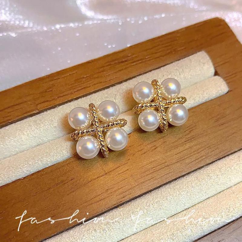 925 Silver Needle Korean Fashi - Pearl Earring Stud 评论和价格