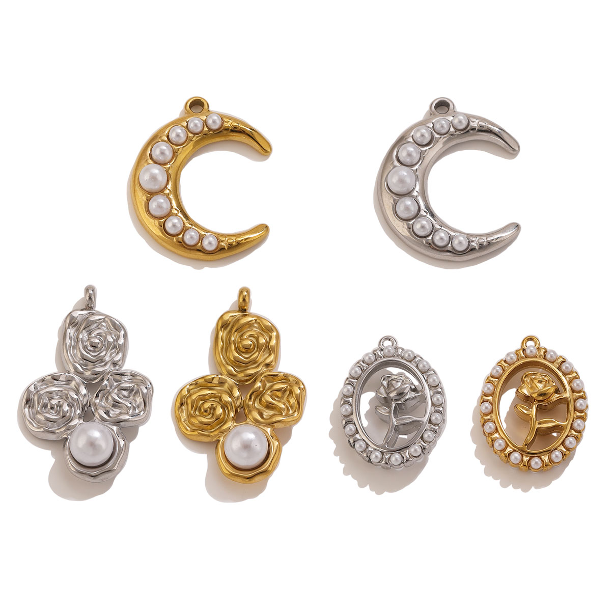 5Pcs Stainless Steel 18K Gold  - Pearl Earring Stud 评论和价格
