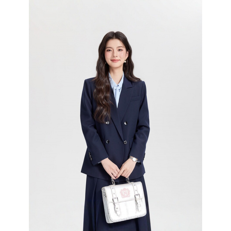 Navy blue double-breasted wome - Women Formal Wear For Interview 评论和价格