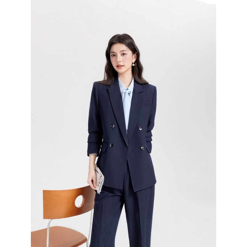 Navy blue double-breasted wome - Women Formal Wear For Interview 评论和价格