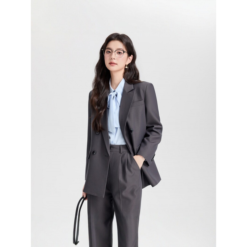 Navy blue double-breasted wome - Women Formal Wear For Interview 评论和价格