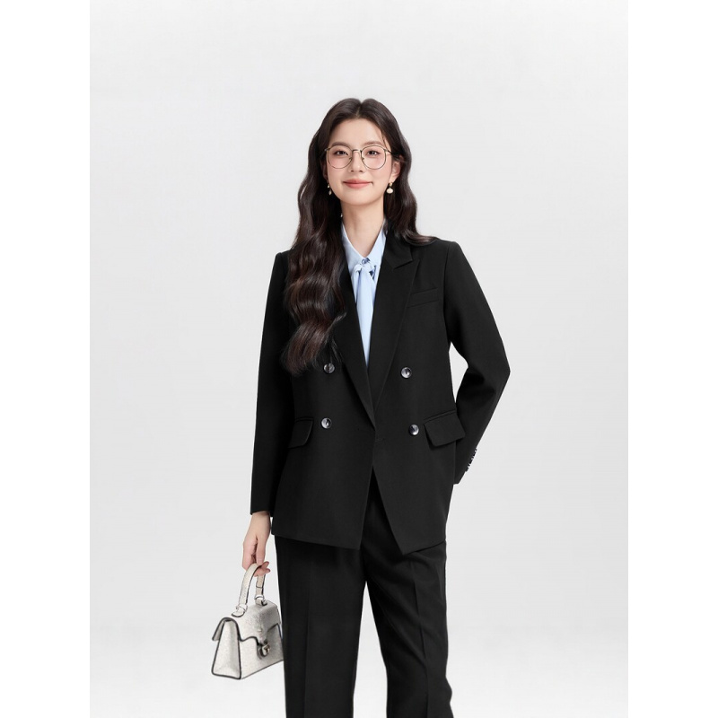 Navy blue double-breasted wome - Women Formal Wear For Interview 评论和价格