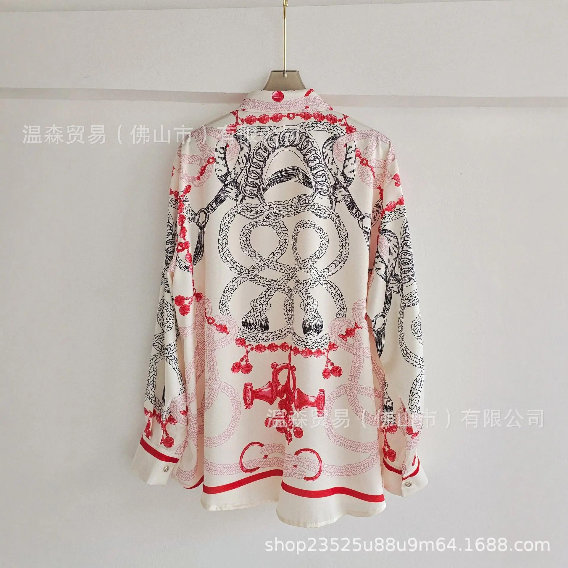 Baroque French Designer Printe - Silk Blouse Button 评论和价格