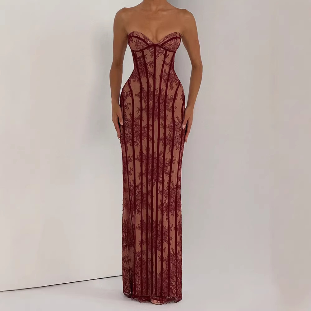 Strapless Bodycon Maxi Dress f - Formal Wear Gowns For Women 评论和价格