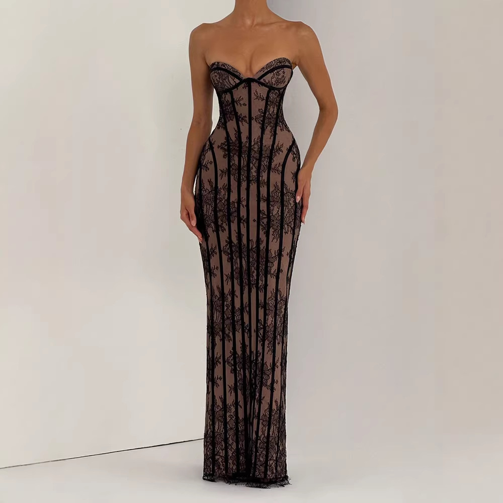 Strapless Bodycon Maxi Dress f - Formal Wear Gowns For Women 评论和价格