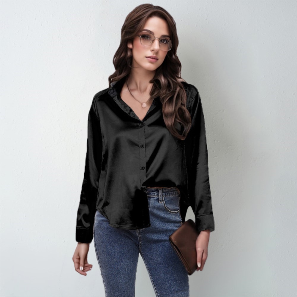 Spring Satin Shirt Women Loose - Silk Blouse Button 评论和价格