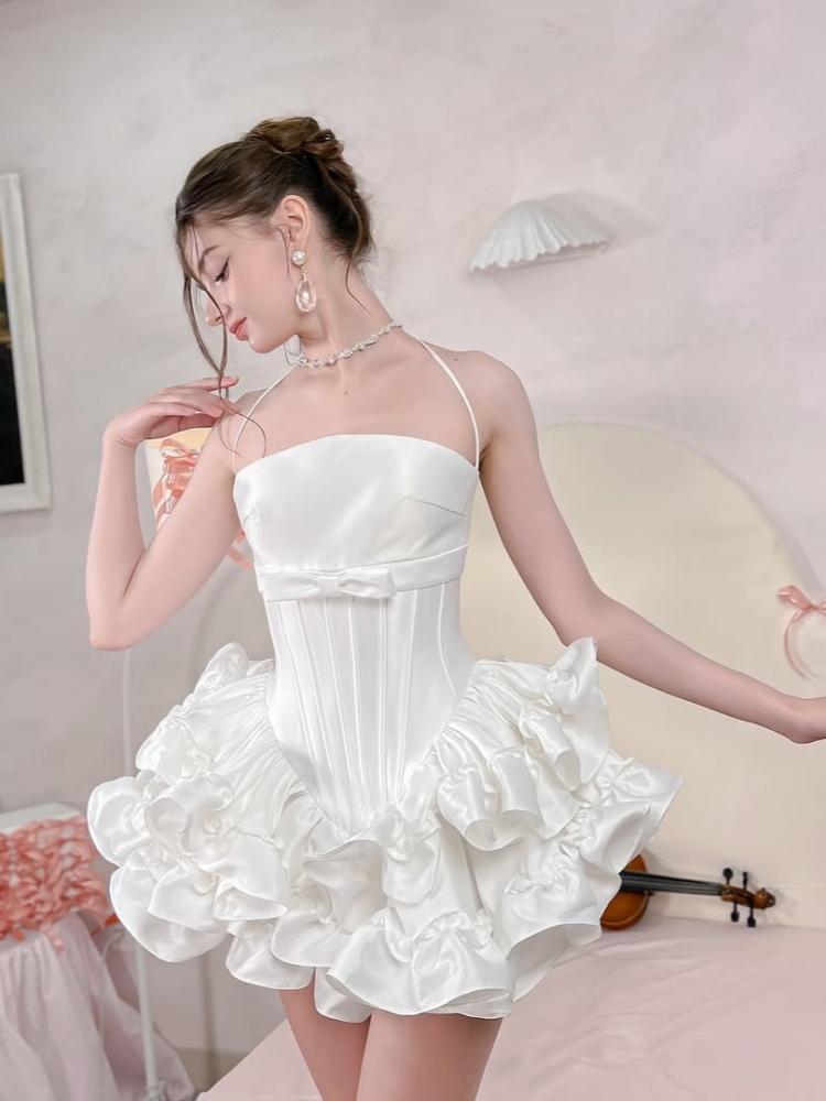 Women Pink White Lace-up Dress - Shift Dress Sleeveless 评论和价格