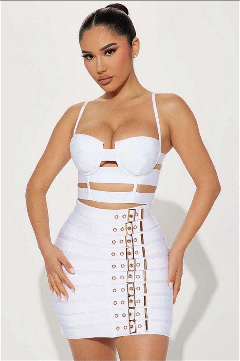 Black White Bandage Women Prom - Women'S Formal Evening Wear Tops 评论和价格