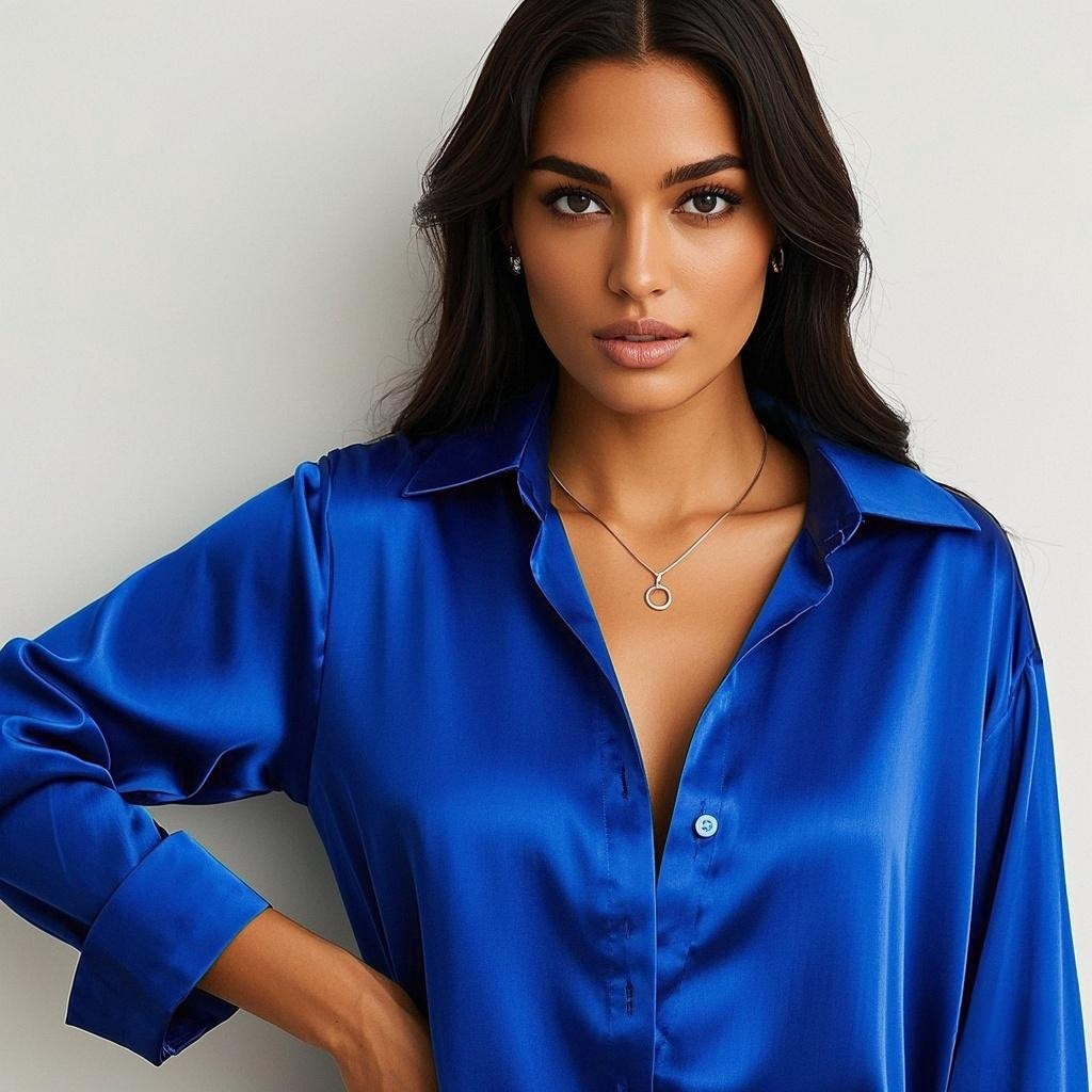 Korean Office Lady Trend Casua - Silk Blouse Button 评论和价格
